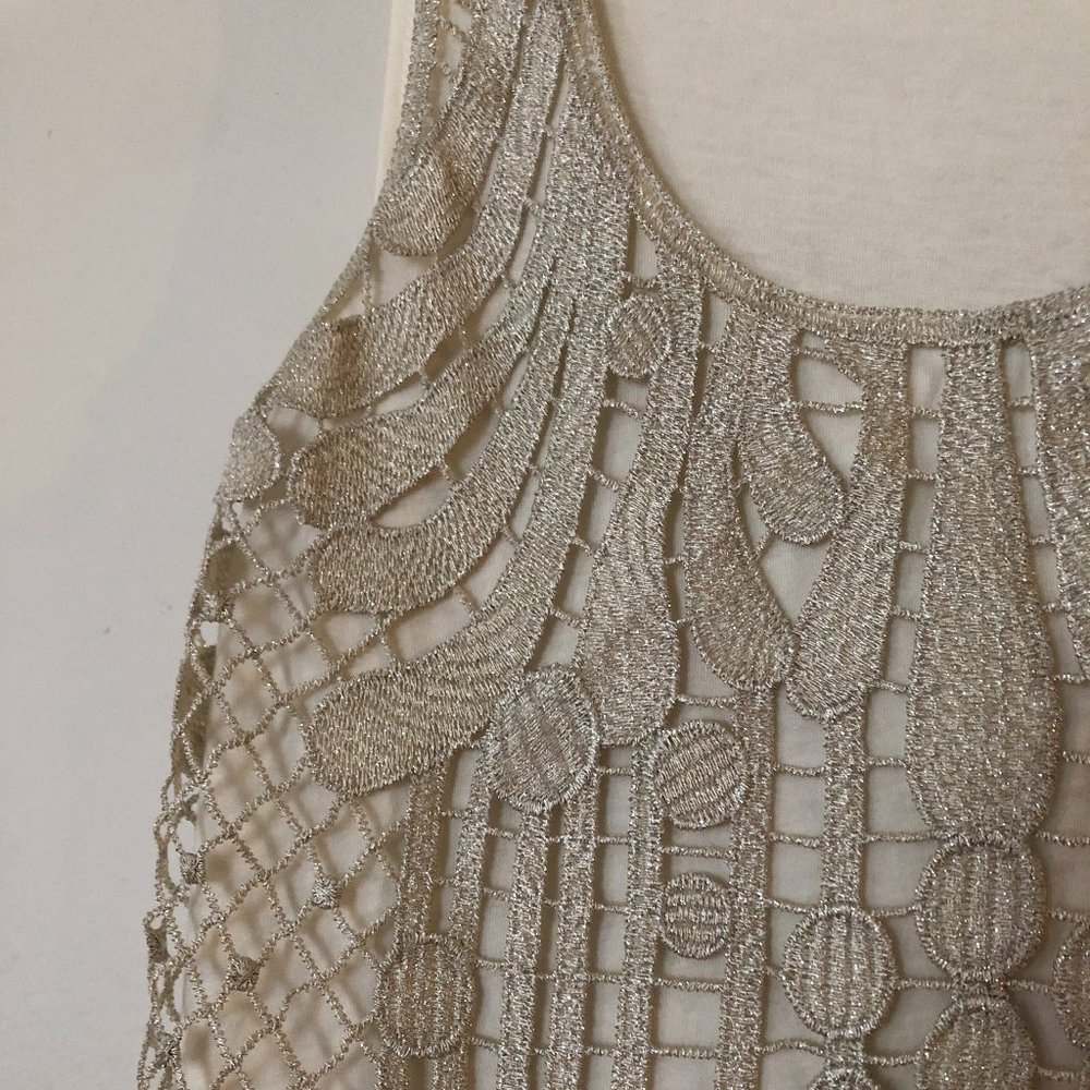 Express Patterned Gold Sparkly Tank - Picture 2 of 3